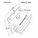 Diagram of the 1/2-2 Hitch half with measurements 