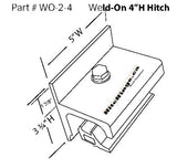 Measurements for the weld on 4" Hitch with no holes.