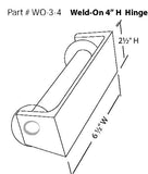 Measurements for weld on 4" High Hinge.